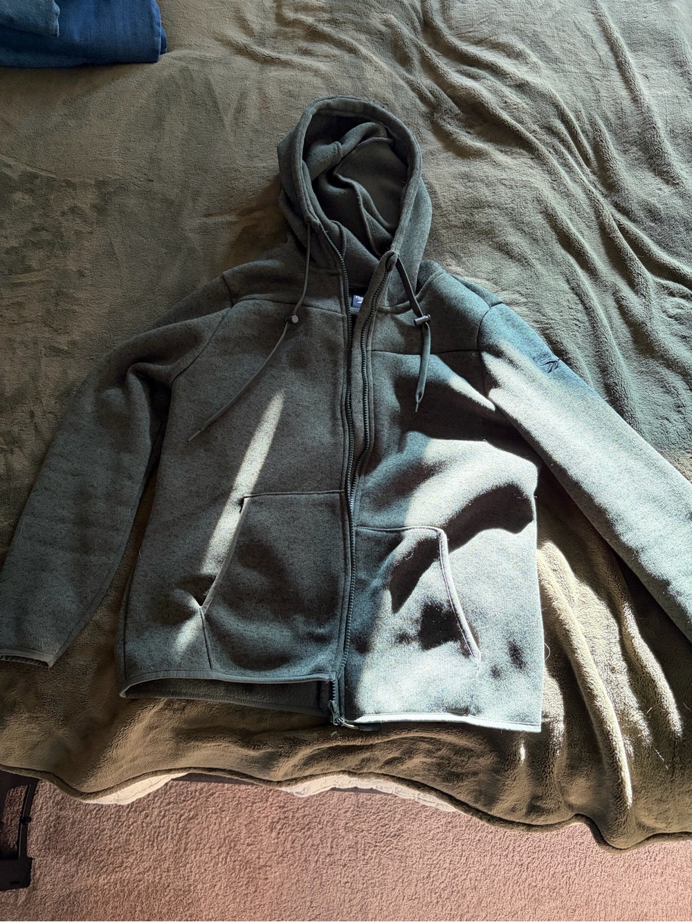 Reebok Hooded Full-Zip Jacket in Olive Green